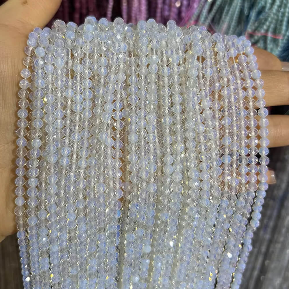 Faceted Round Gemstone Micro Laser Cut Healing Crystal Loose Beads