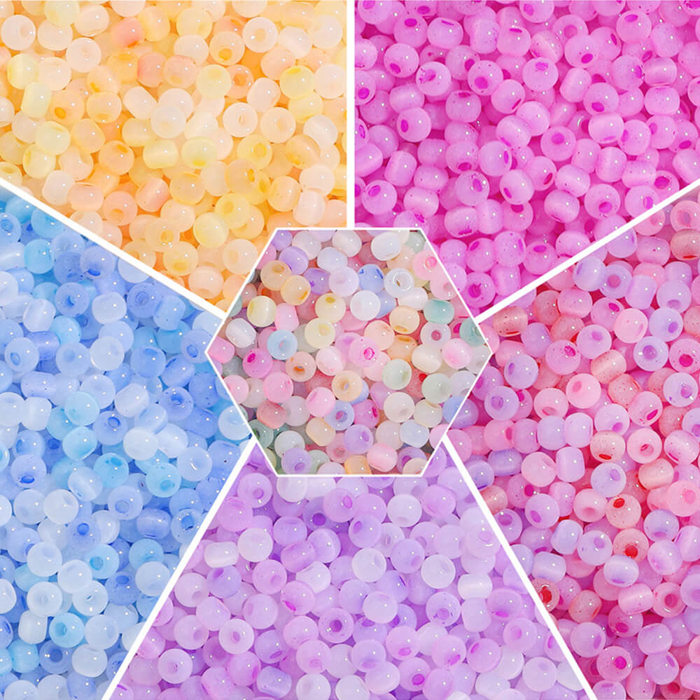 6750 PCS 4mm Glass Seed Beads Colorful Pony Beads Bulk Loose Beads