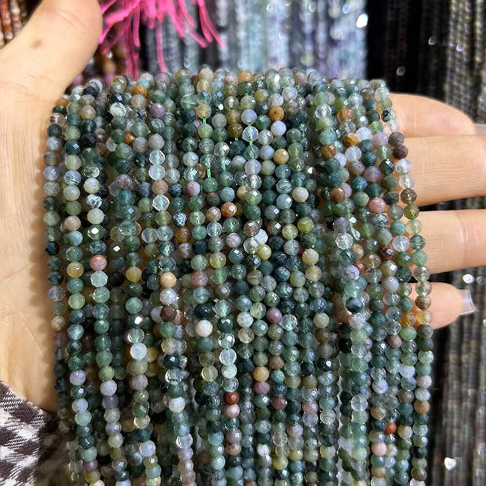 Faceted Round Gemstone Micro Laser Cut Healing Crystal Loose Beads