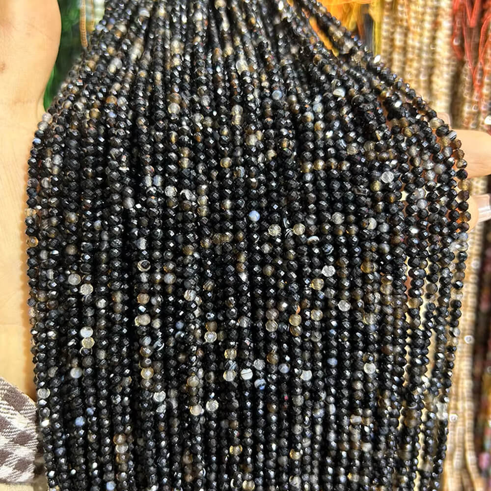 Faceted Round Gemstone Micro Laser Cut Healing Crystal Loose Beads