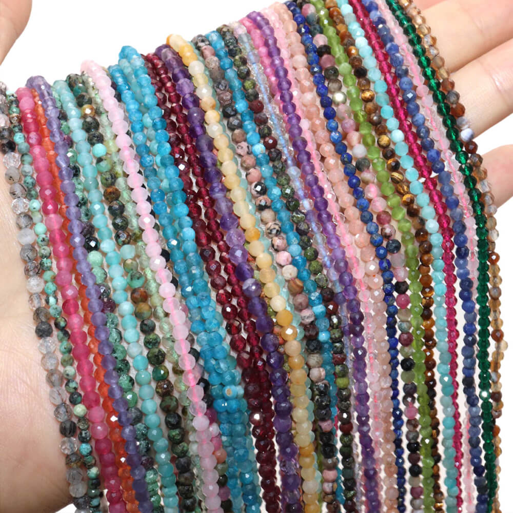 Faceted Round Gemstone Micro Laser Cut Healing Crystal Loose Beads