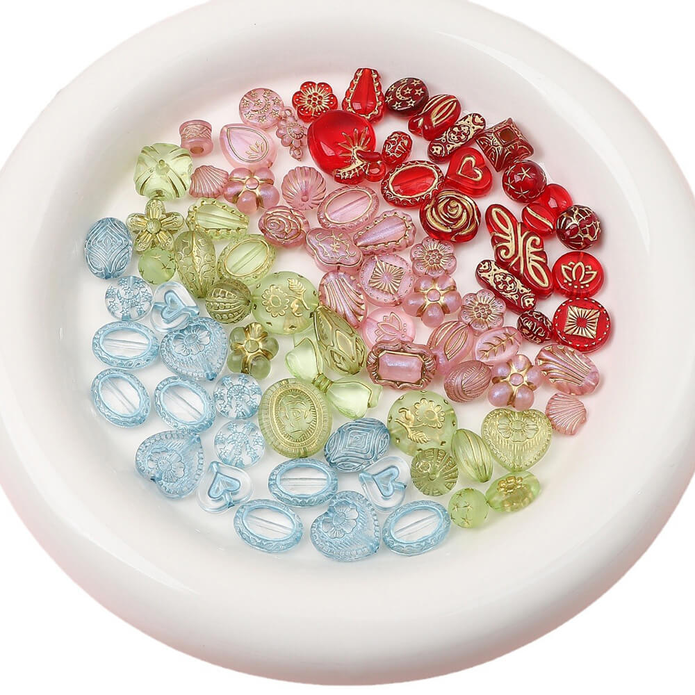 2.1oz (60 g) Czech Bohemia Acrylic Beads Glossy Faceted Fire Polish