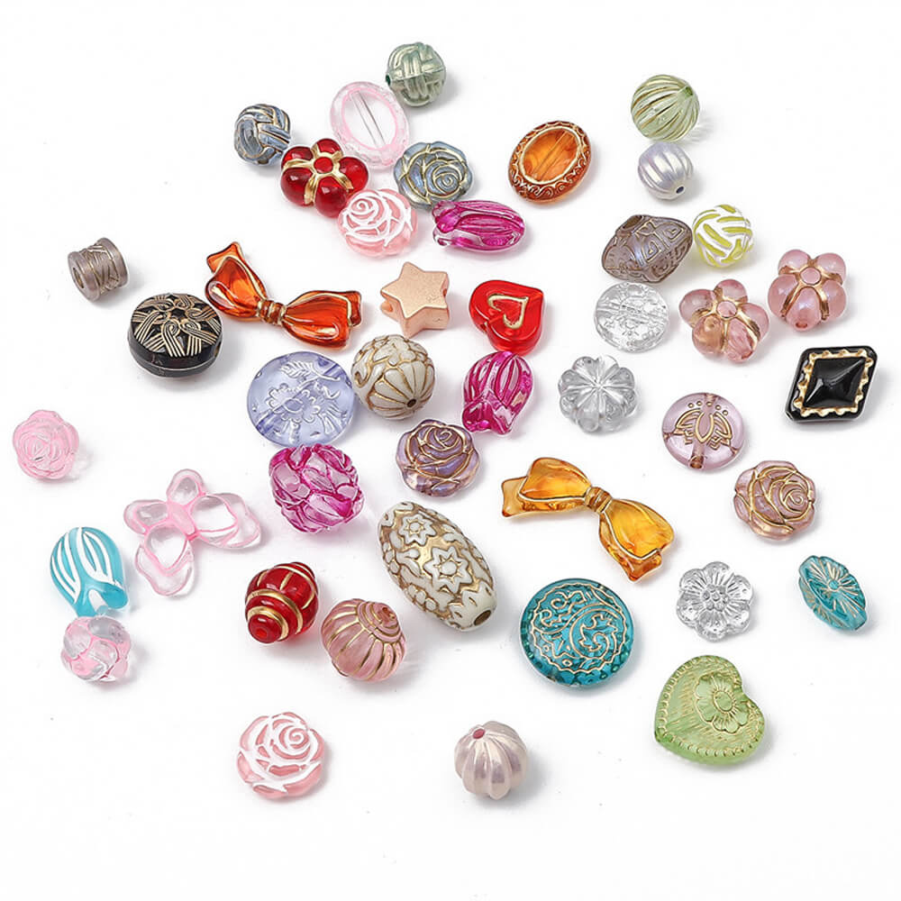 2.1oz (60 g) Czech Bohemia Acrylic Beads Glossy Faceted Fire Polish