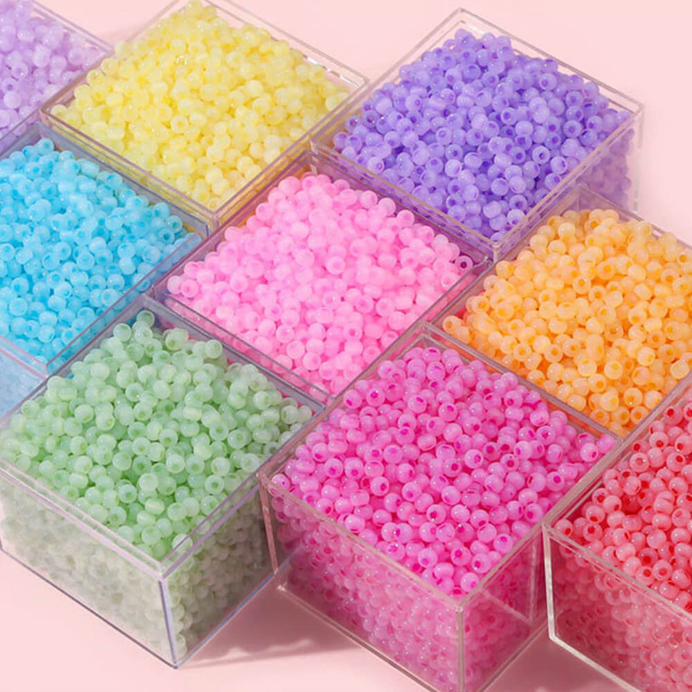 6750 PCS 4mm Glass Seed Beads Colorful Pony Beads Bulk Loose Beads