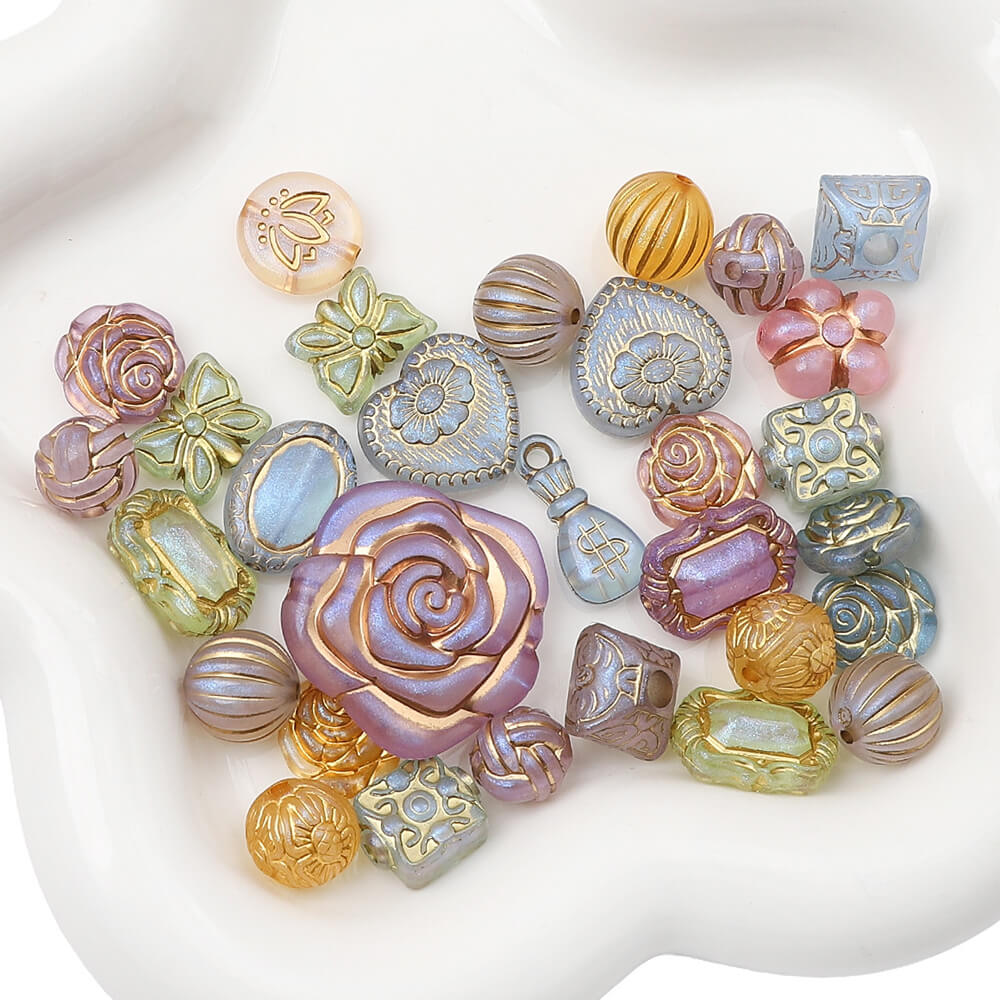 2.1oz (60 g) Czech Bohemia Acrylic Beads Glossy Faceted Fire Polish