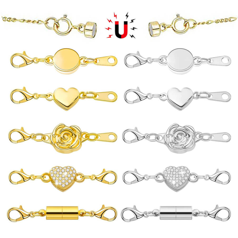 Double Magnetic Necklace Clasps and Closures Bracelet Extender Converters for Jewelry