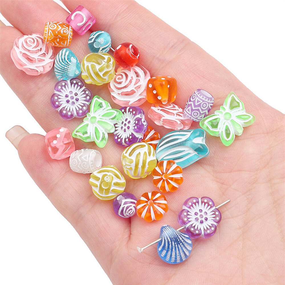 2.1oz (60 g) Czech Bohemia Acrylic Beads Glossy Faceted Fire Polish