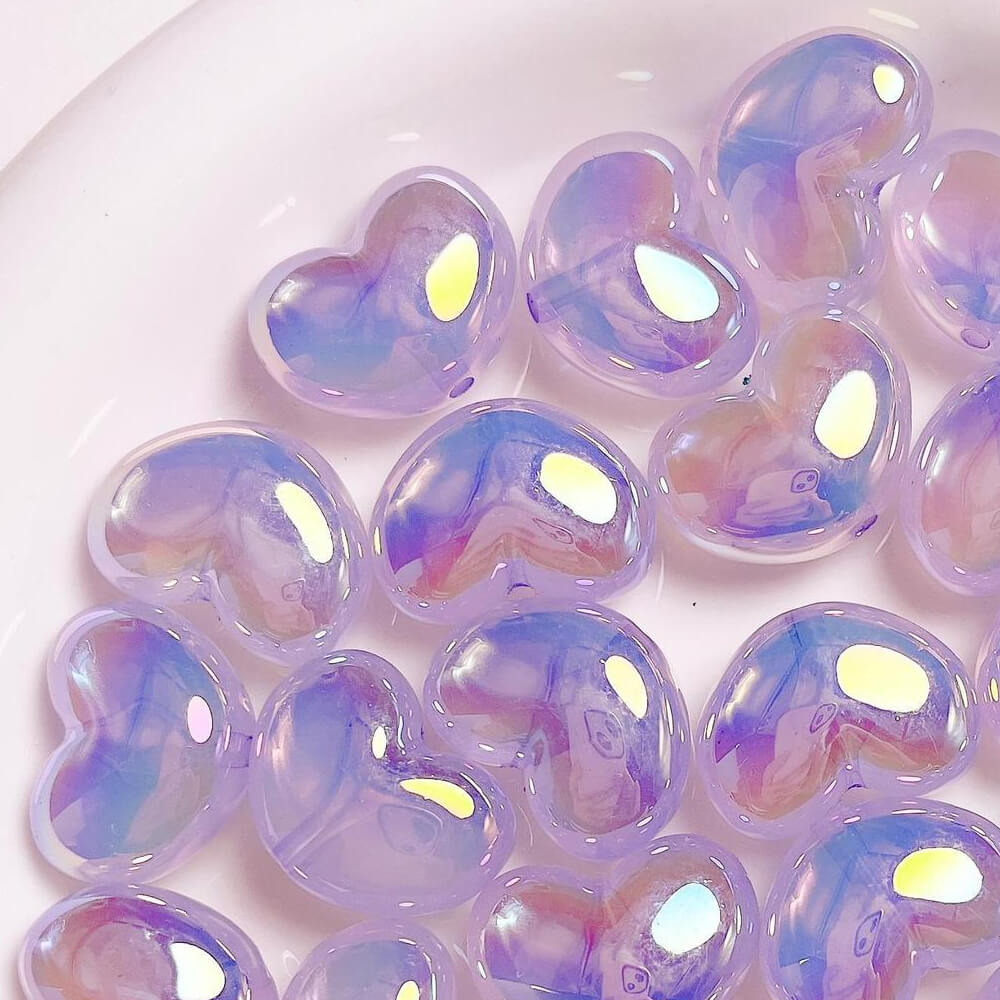 UV Aurora Mermaid Heart Shape Acrylic Pendant Jewelry Beads Ornament 10 Pieces