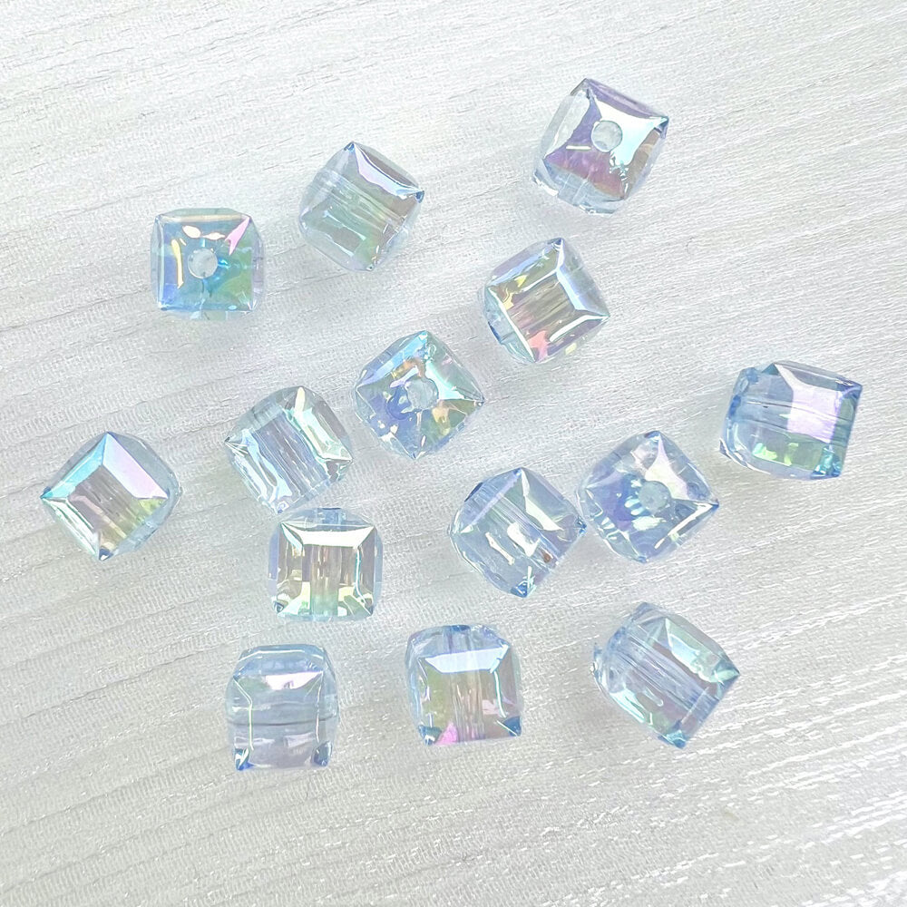 UV Shiny Square Acrylic Cube Beads For Bracelets Ornament 10 Pieces
