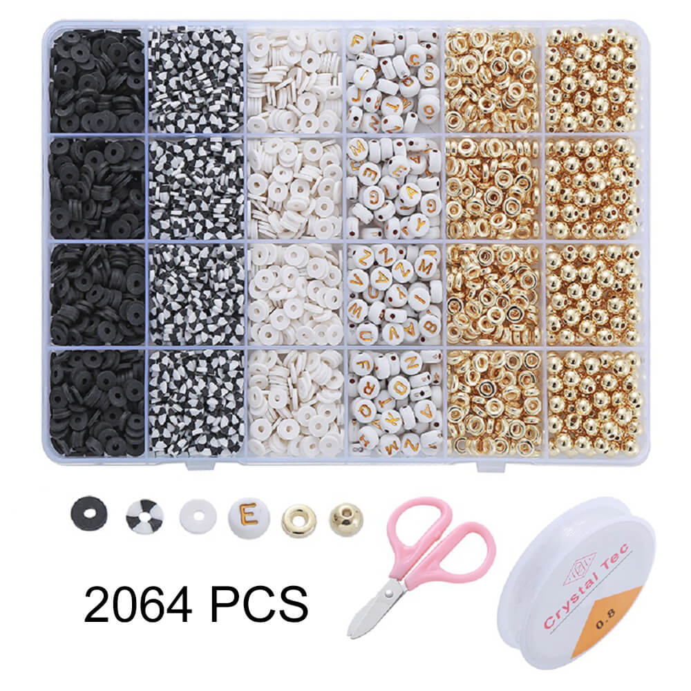 3600 Pieces Clay Beads Spacer Beads Set Loose Beads for Bracelet Jewelry Making