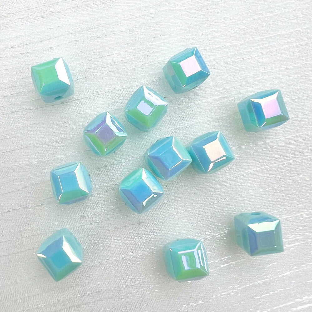 UV Shiny Square Acrylic Cube Beads For Bracelets Ornament 10 Pieces