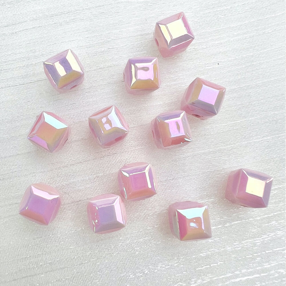 UV Shiny Square Acrylic Cube Beads For Bracelets Ornament 10 Pieces