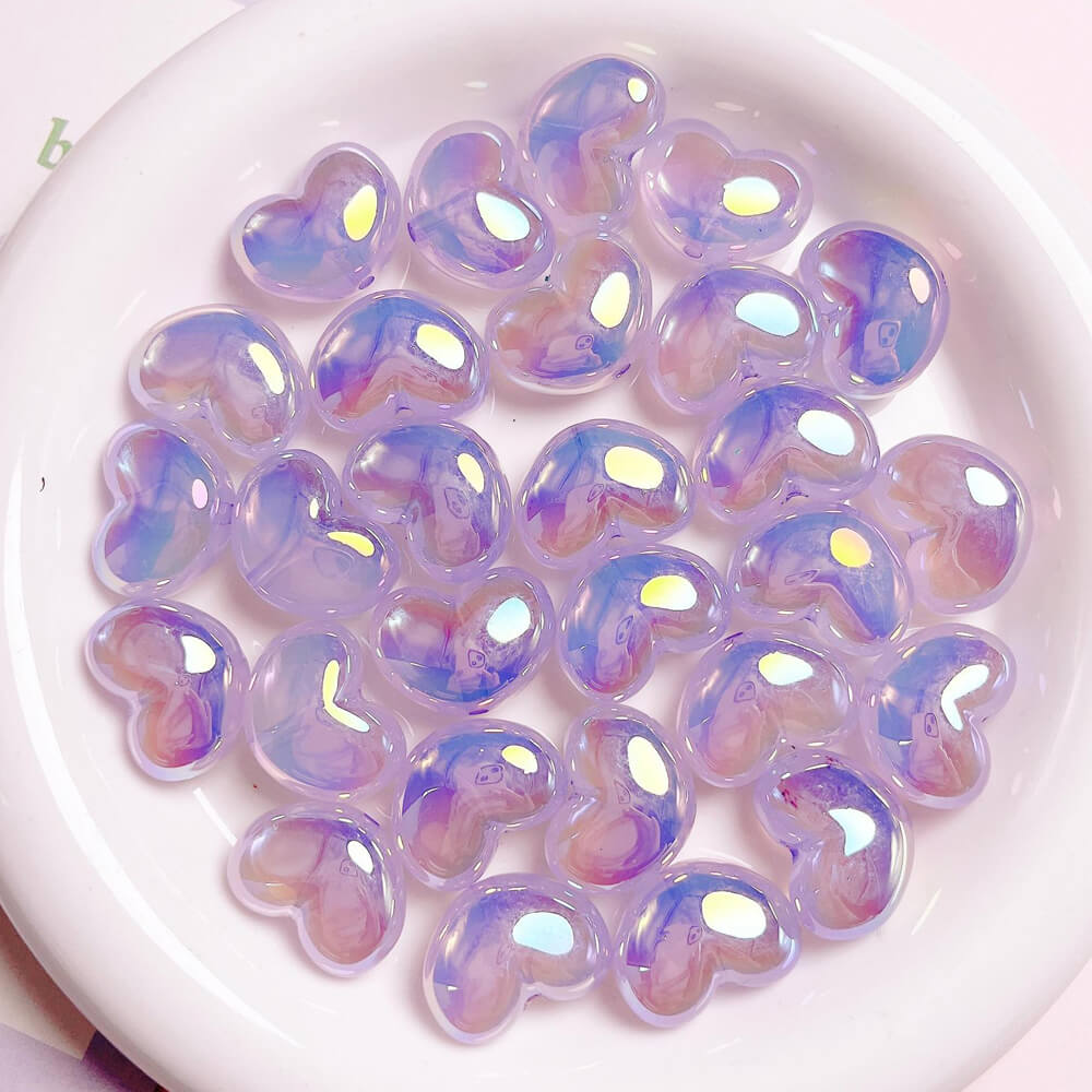 UV Aurora Mermaid Heart Shape Acrylic Pendant Jewelry Beads Ornament 10 Pieces