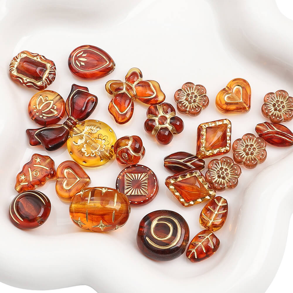 2.1oz (60 g) Czech Bohemia Acrylic Beads Glossy Faceted Fire Polish