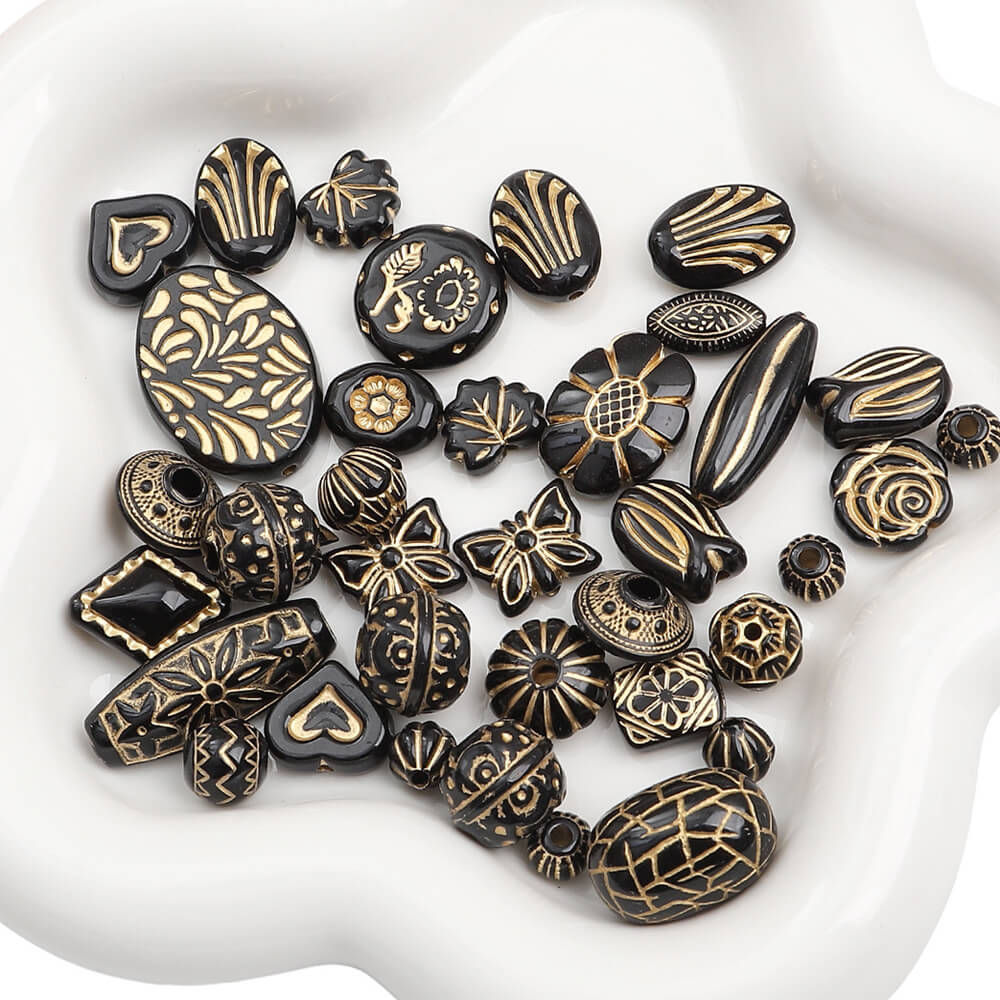 2.1oz (60 g) Czech Bohemia Acrylic Beads Glossy Faceted Fire Polish