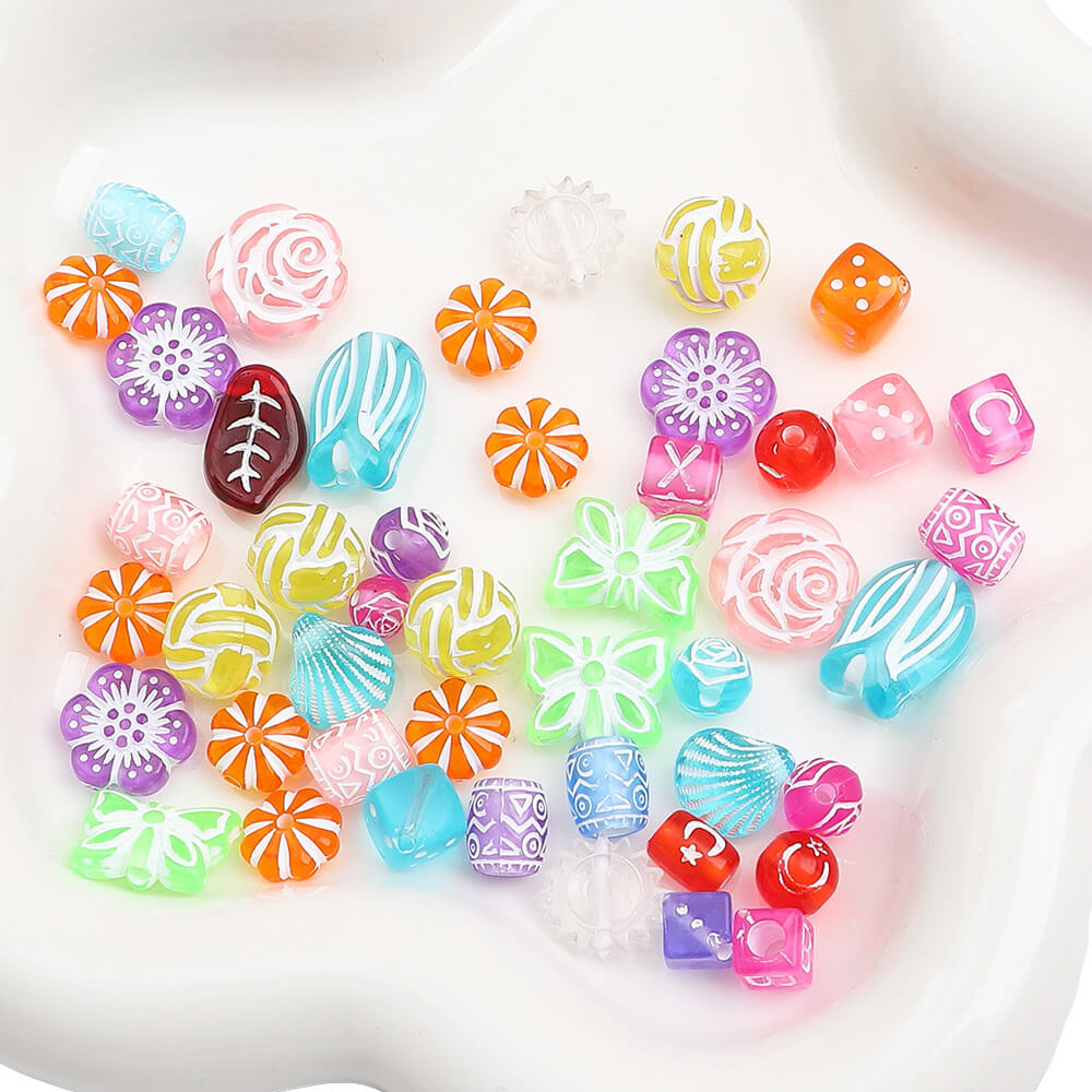 2.1oz (60 g) Czech Bohemia Acrylic Beads Glossy Faceted Fire Polish