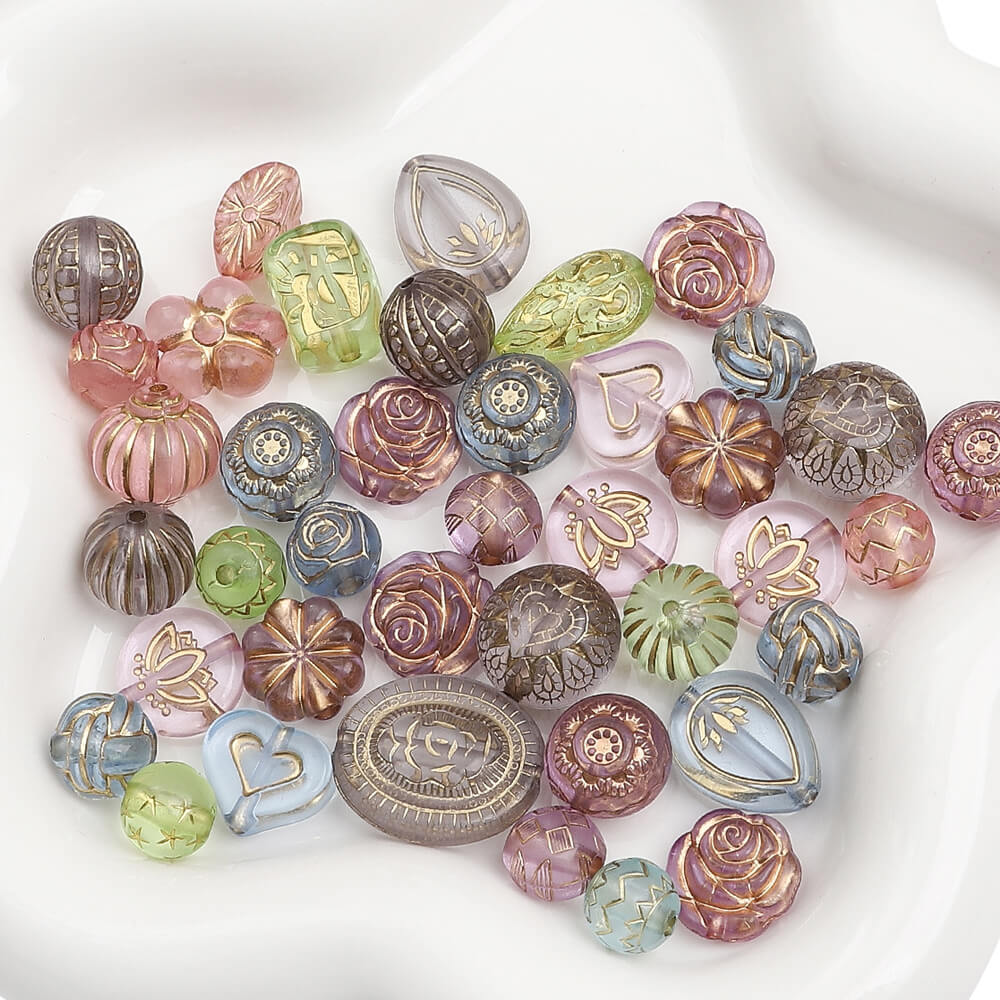 2.1oz (60 g) Czech Bohemia Acrylic Beads Glossy Faceted Fire Polish