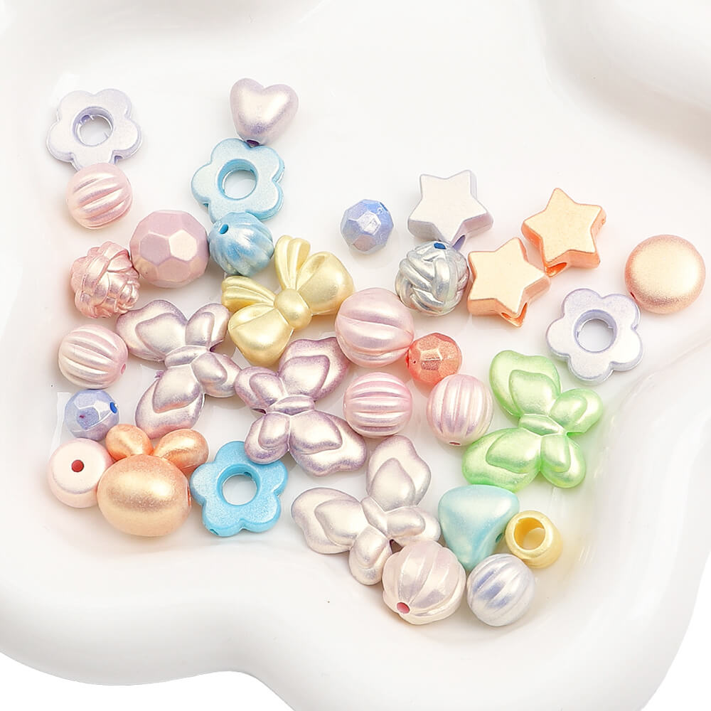 2.1oz (60 g) Czech Bohemia Acrylic Beads Glossy Faceted Fire Polish