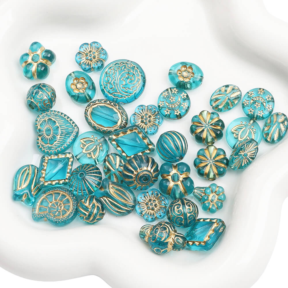2.1oz (60 g) Czech Bohemia Acrylic Beads Glossy Faceted Fire Polish