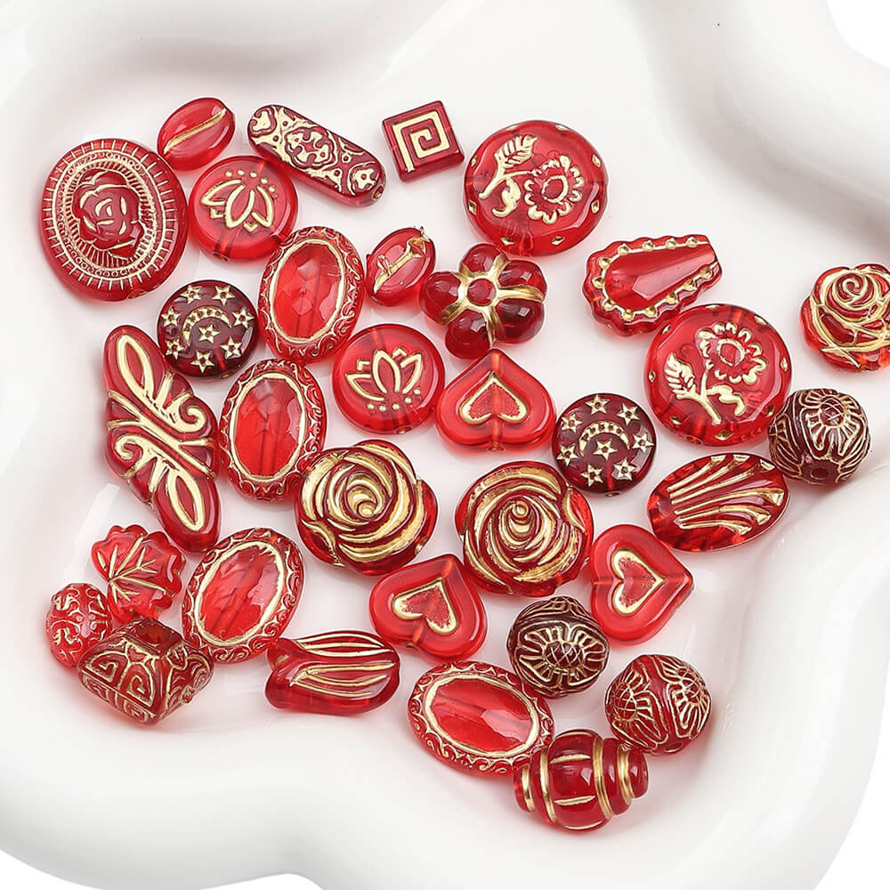 2.1oz (60 g) Czech Bohemia Acrylic Beads Glossy Faceted Fire Polish