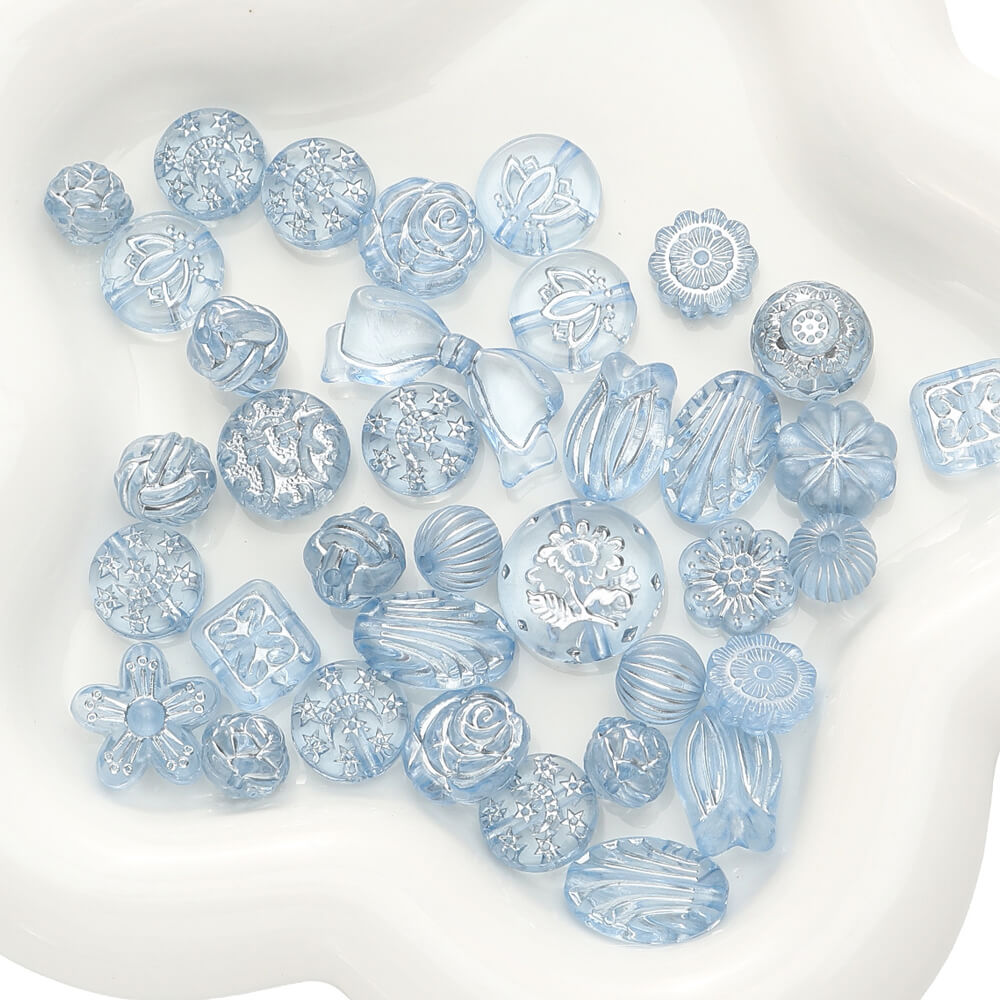2.1oz (60 g) Czech Bohemia Acrylic Beads Glossy Faceted Fire Polish