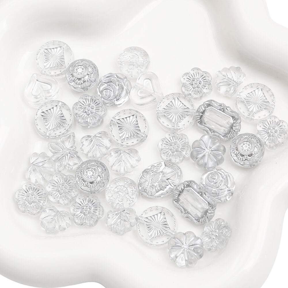 2.1oz (60 g) Czech Bohemia Acrylic Beads Glossy Faceted Fire Polish