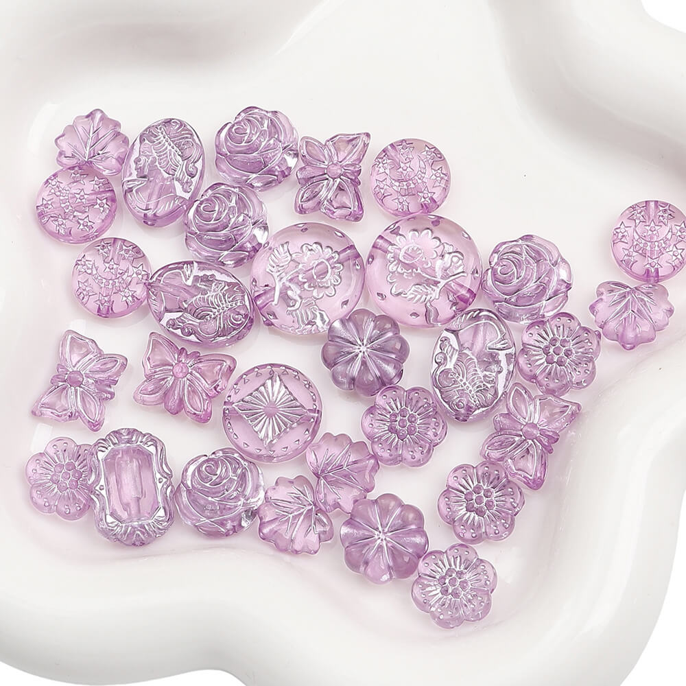 2.1oz (60 g) Czech Bohemia Acrylic Beads Glossy Faceted Fire Polish