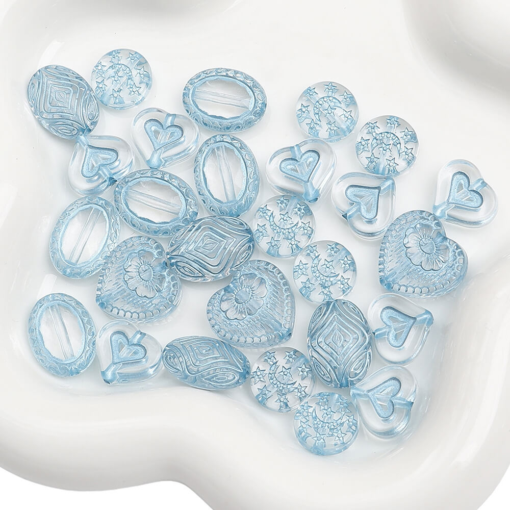 2.1oz (60 g) Czech Bohemia Acrylic Beads Glossy Faceted Fire Polish