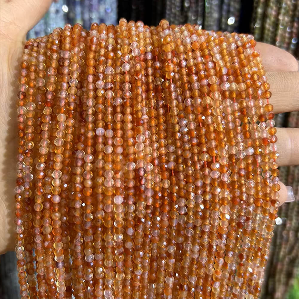 Faceted Round Gemstone Micro Laser Cut Healing Crystal Loose Beads