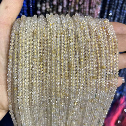 Faceted Round Gemstone Micro Laser Cut Healing Crystal Loose Beads