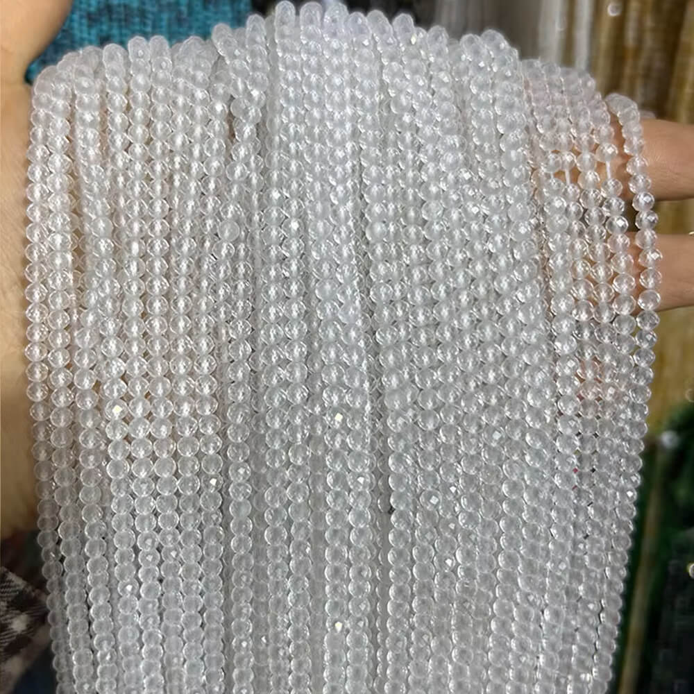 Faceted Round Gemstone Micro Laser Cut Healing Crystal Loose Beads