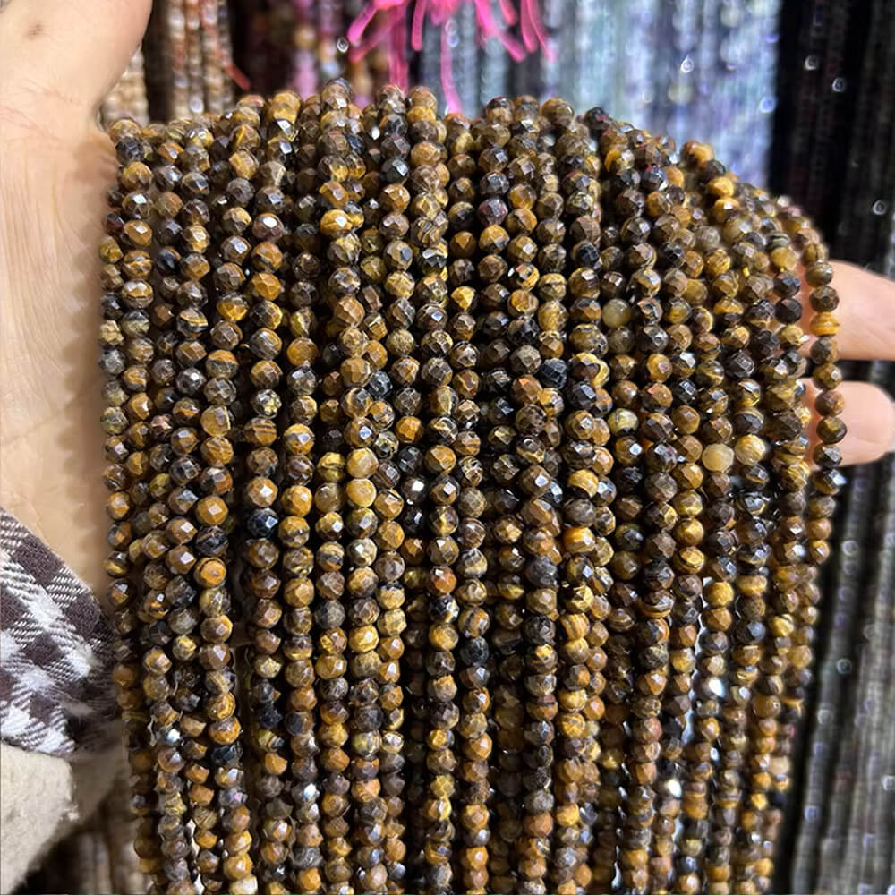 Faceted Round Gemstone Micro Laser Cut Healing Crystal Loose Beads