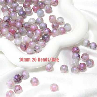 20 pieces of Crackle Lampwork Round Glass Beads for Jewelry DIY