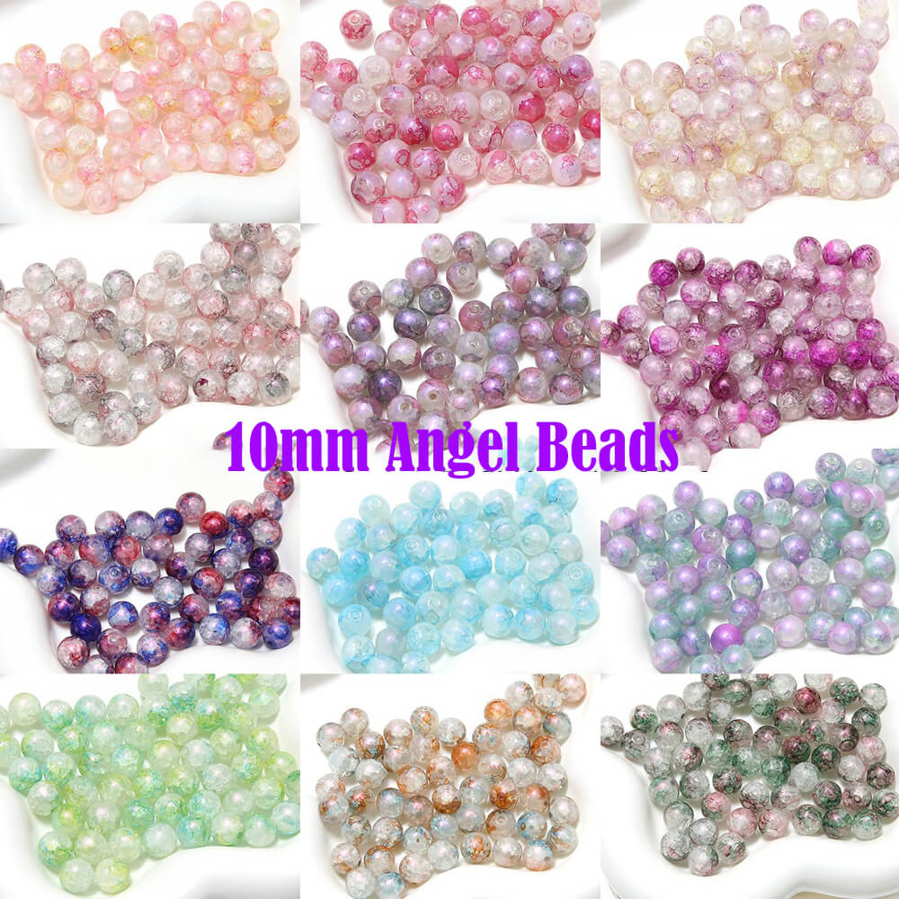 20 pieces of Crackle Lampwork Round Glass Beads for Jewelry DIY