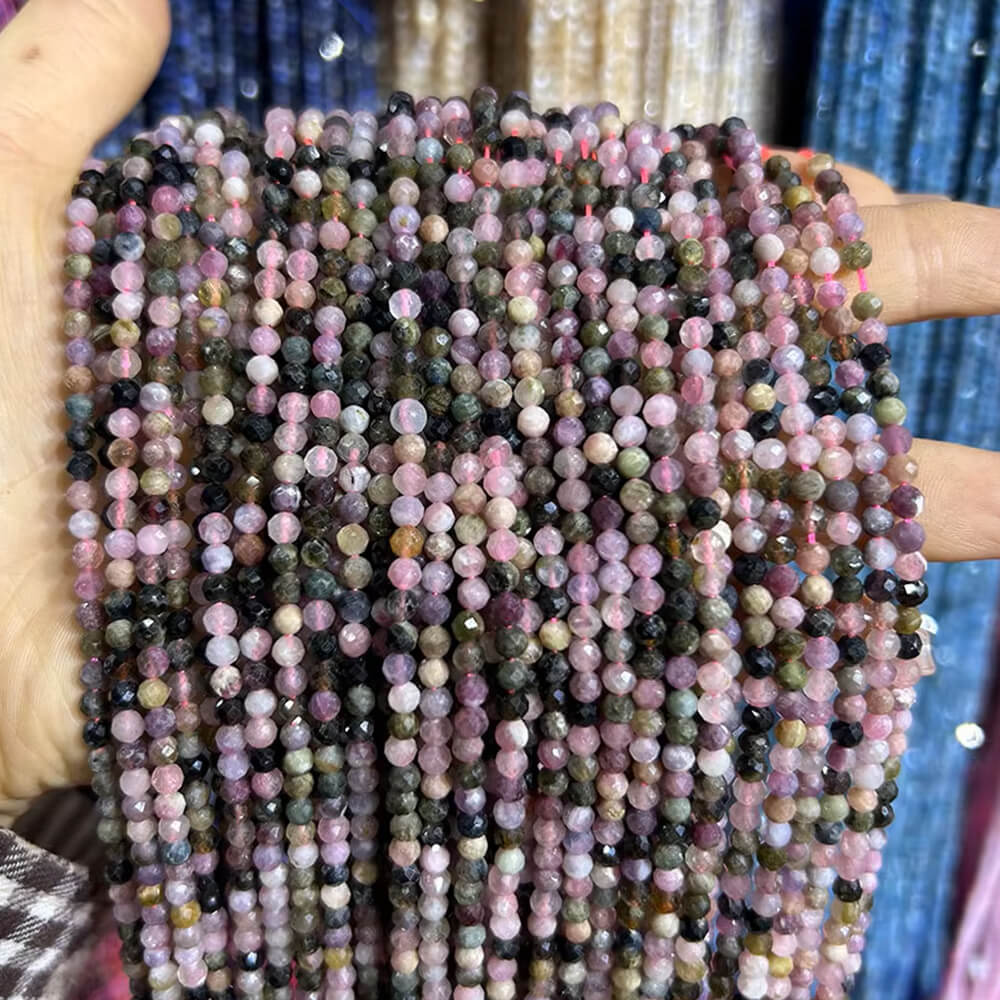 Faceted Round Gemstone Micro Laser Cut Healing Crystal Loose Beads
