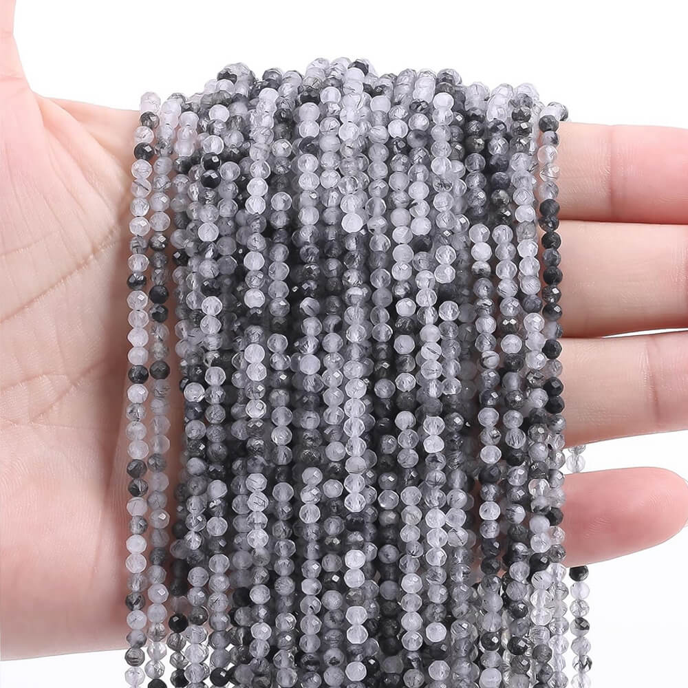 Faceted Round Gemstone Micro Laser Cut Healing Crystal Loose Beads
