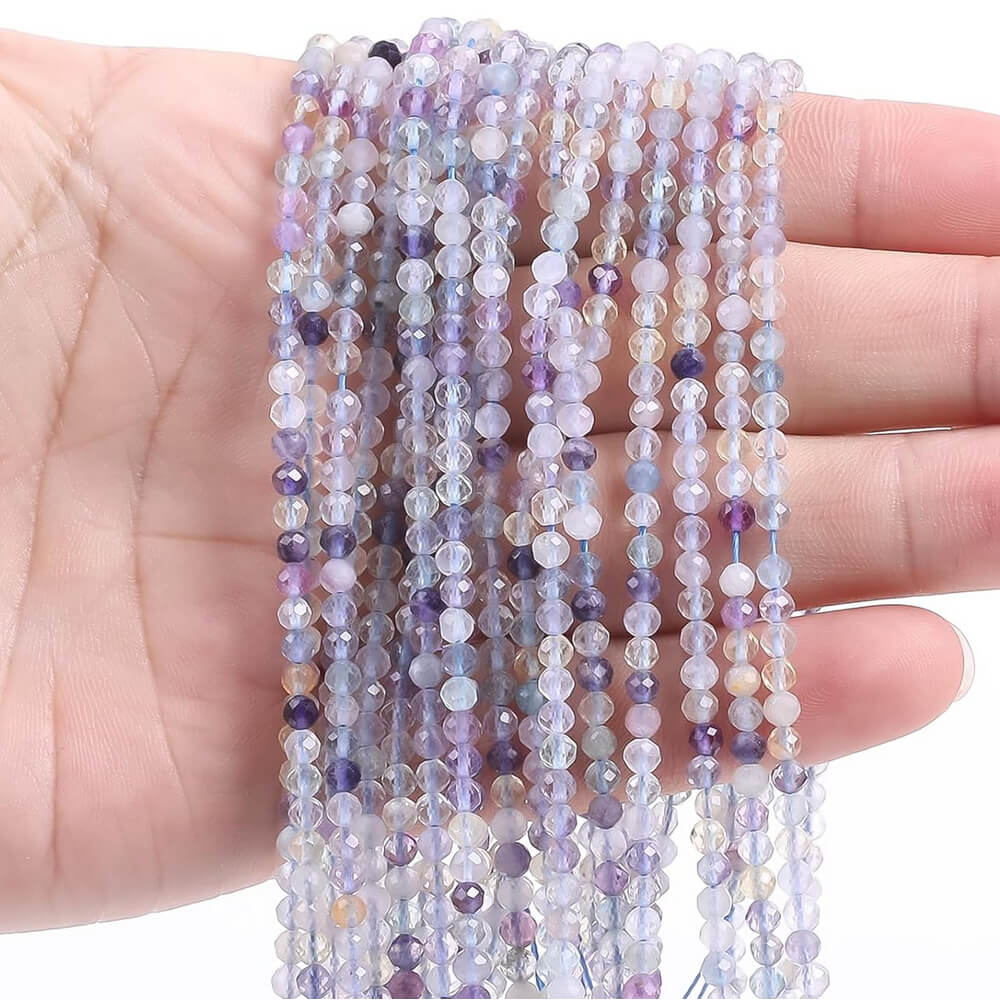 Faceted Round Gemstone Micro Laser Cut Healing Crystal Loose Beads