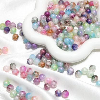 20 pieces of Crackle Lampwork Round Glass Beads for Jewelry DIY