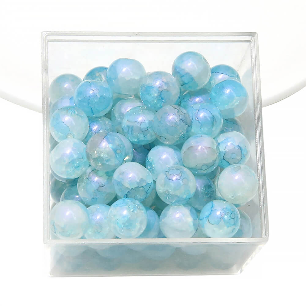 20 pieces of Crackle Lampwork Round Glass Beads for Jewelry DIY