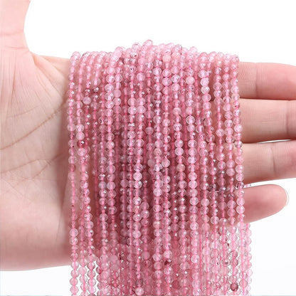 Faceted Round Gemstone Micro Laser Cut Healing Crystal Loose Beads