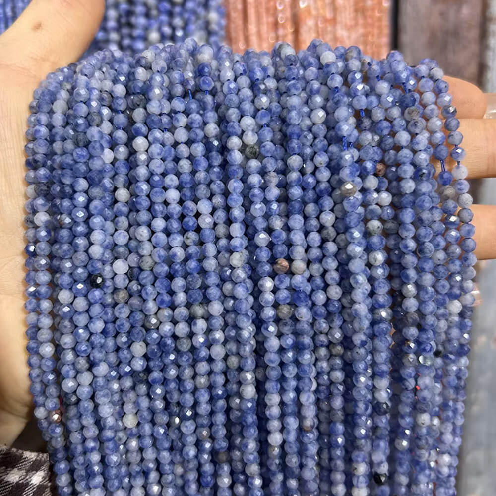 Faceted Round Gemstone Micro Laser Cut Healing Crystal Loose Beads
