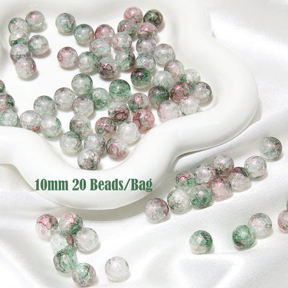 20 pieces of Crackle Lampwork Round Glass Beads for Jewelry DIY