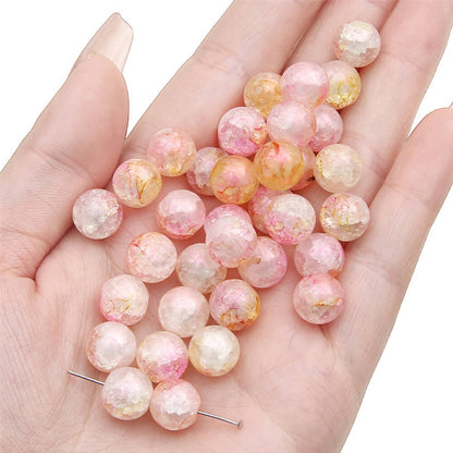 20 pieces of Crackle Lampwork Round Glass Beads for Jewelry DIY