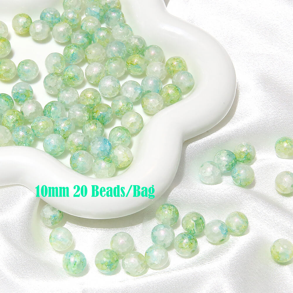 20 pieces of Crackle Lampwork Round Glass Beads for Jewelry DIY