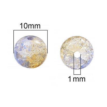 20 pieces of Crackle Lampwork Round Glass Beads for Jewelry DIY