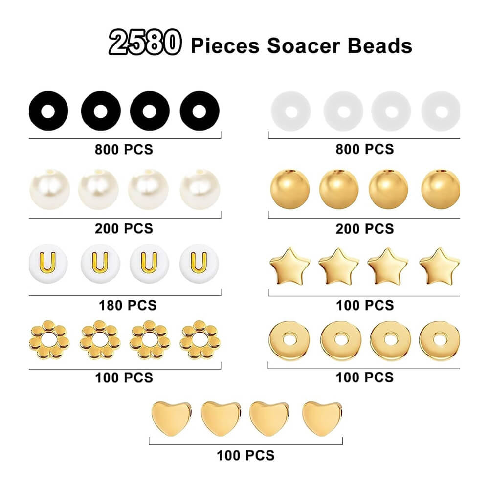 3600 Pieces Clay Beads Spacer Beads Set Loose Beads for Bracelet Jewelry Making