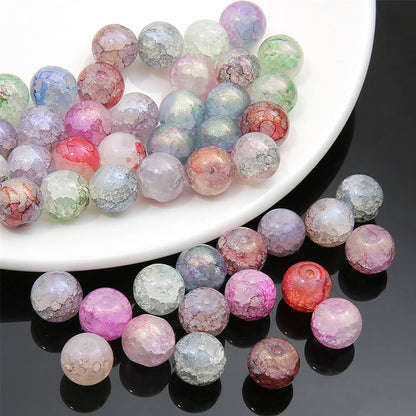 20 pieces of Crackle Lampwork Round Glass Beads for Jewelry DIY