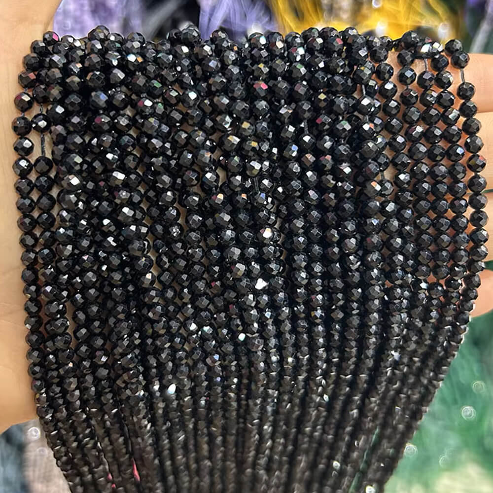 Faceted Round Gemstone Micro Laser Cut Healing Crystal Loose Beads