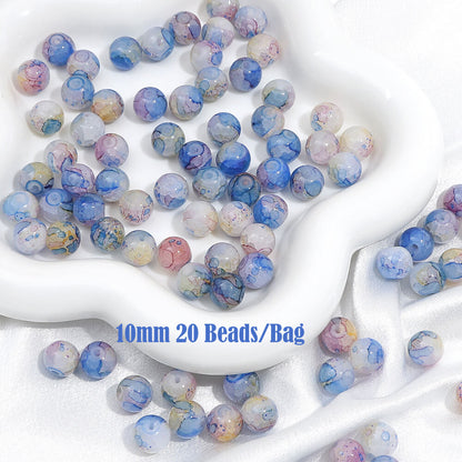 20 pieces of Crackle Lampwork Round Glass Beads for Jewelry DIY