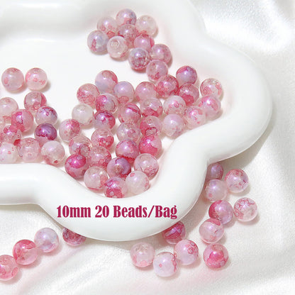 20 pieces of Crackle Lampwork Round Glass Beads for Jewelry DIY